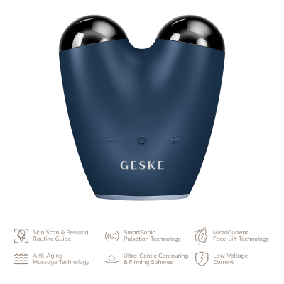 Мікрострумовий підтягувач обличчя GESKE MicroCurrent Face-Lifter 6 в 1 темно-синій